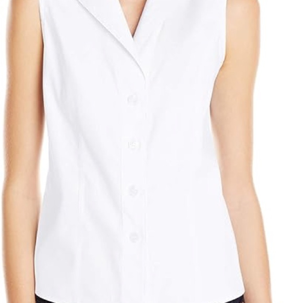 Calvin Klein Sleeveless White Button-Up Top (Classic Fit) size Medium NWOT
